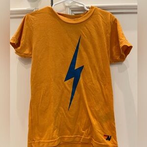 Aviator Nation Gold Blue Lightning Bolt Tee